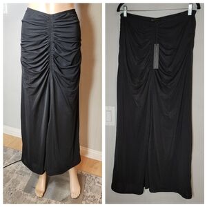NWT House Of Harlow Black Maxi Skirt Pull On Stretchy Lined Ruched Size Large
